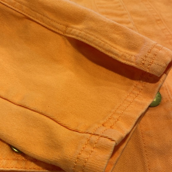 Chadwicks peach jean jacket size 12 upcycled added flower lace on lapel and back - Picture 6 of 7